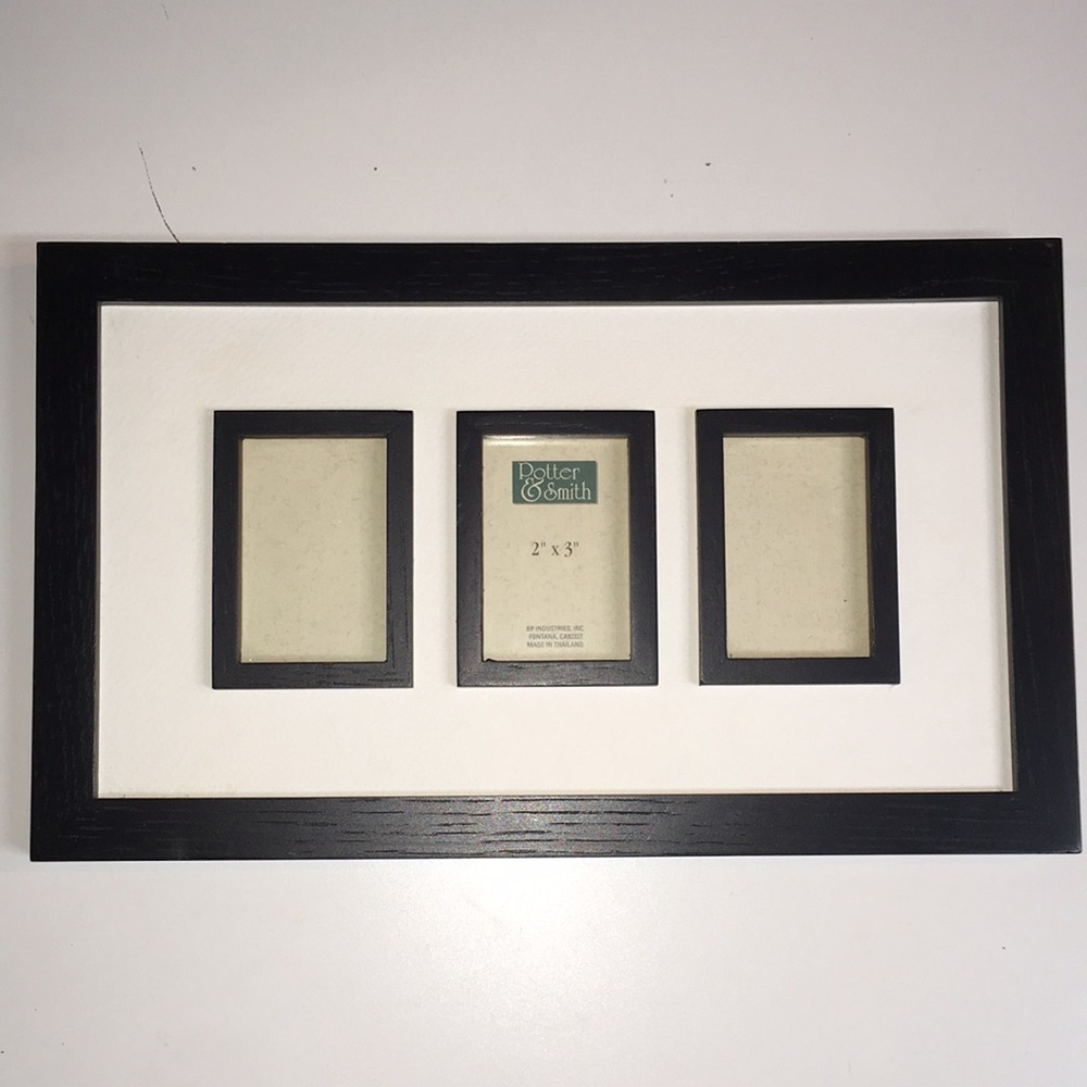 Three picture black wood frame -vintage